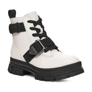 UGG Women's White Ashton Lace Up Leather Boots Shoes Size 10 NWOT